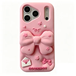Charming Pink 3D Bow Foldable Stand Silicone Phone Case - Adorable Protective Cover - iPhone 12 Pro Max (Pink)