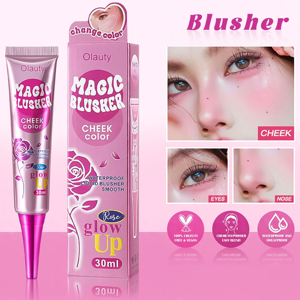 Description Picture 2 of itemDiscolored Powder Blusher Moisturizing Nourishing Skin Care Liquid Powder Blusher Shimmering Facial Powder Blusher Cream