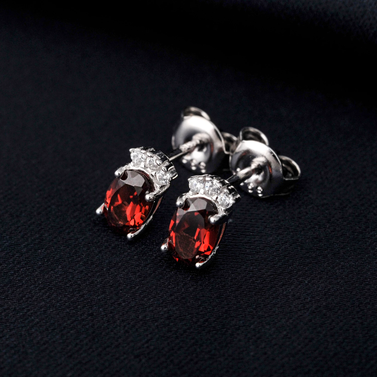 Orecchino di granato di colore argento sterling massiccio 925 Smeraldo naturale e pietra preziosa di diamanti bianchi Bizuteria Gioielli in argento 925 Oorbellen
