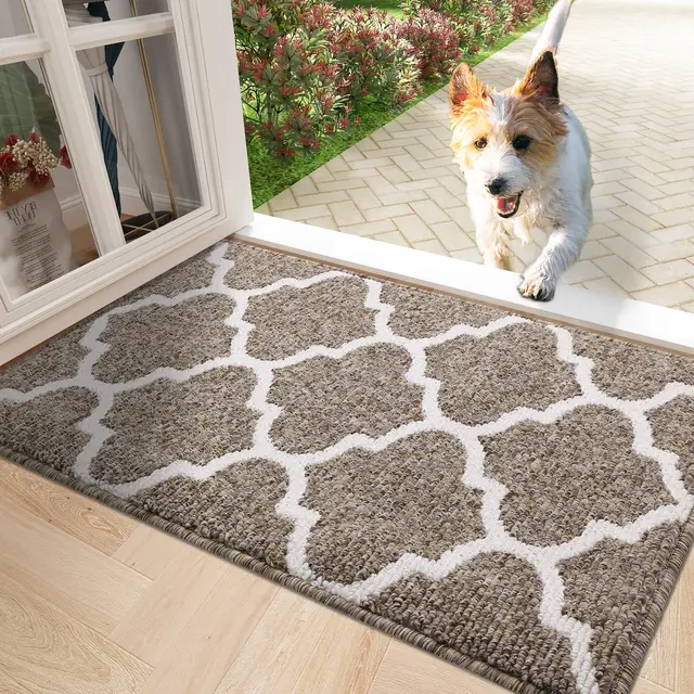 HAPIHAPPY Morocco Flower Door Mat New Waterproof Door Mat All-Season Nonslip Rubber Home Door Mat Soft Easy Clean Entryway Mat