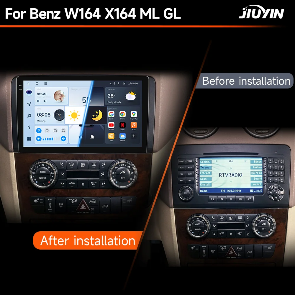 Dubbele 2-DIN Autoradio Dashboard Voor Mercedes Voor Benz M-Klasse W164 GL-Klasse X164 ML GL ML350 ML500 GL320 Android Frame Panel Trim Kit(Frame