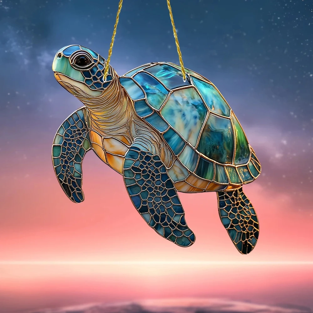 20X20X0.2cm Mythical Fire Phoenix & Turtle Sun Catcher Glass Painted Acrylic window Hanging decoration porch pendant decoration