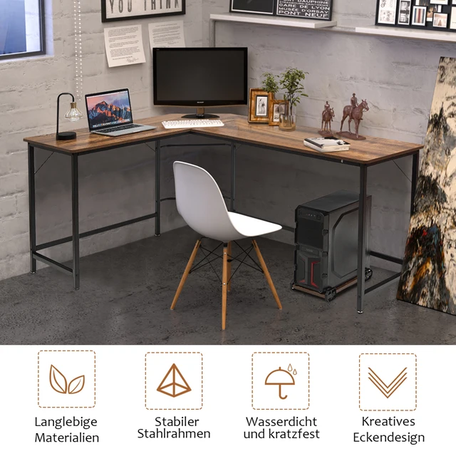 L-shape writing table, corner writing table, gaming computer table PC table computer writing table with CPU stand, office table corner table 5
