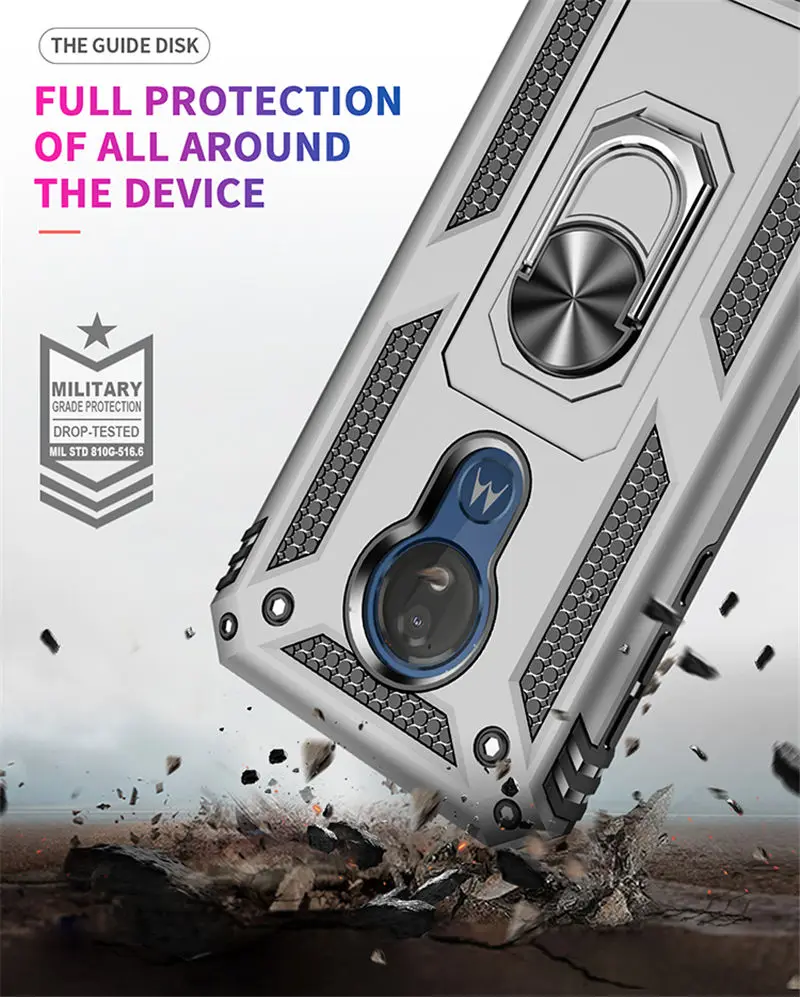 Durable Armor Magnetic Ring Stand Holder Case