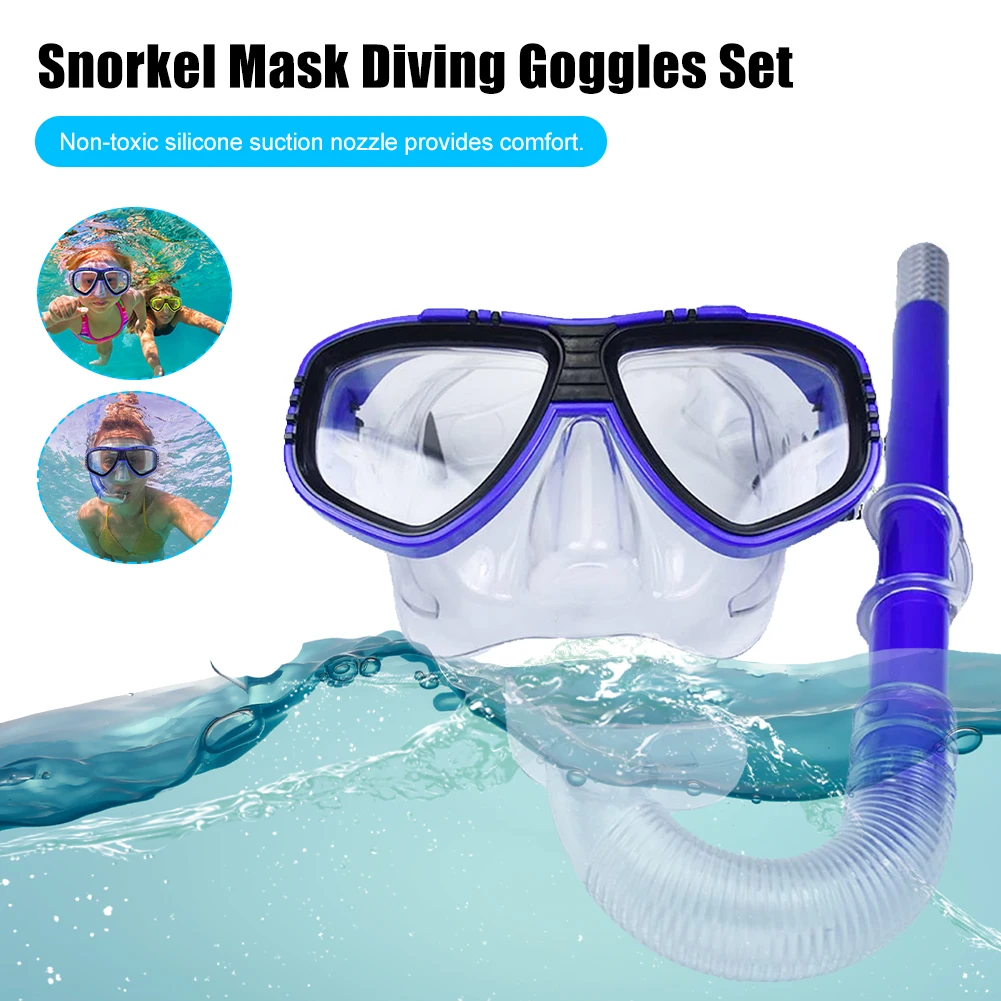 

Swimming Goggles Masks Swim Scuba Kids Adults PVC Swimming Diving Goggles Mask & Snorkel Set Underwater Diving Accessories