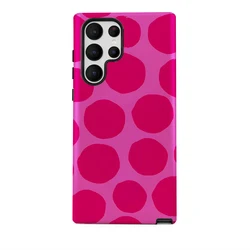 Pink Circle Shockproof Acrylic Phone Case - Durable Hard Cover Protection - Galaxy S23+ (Double - layer)
