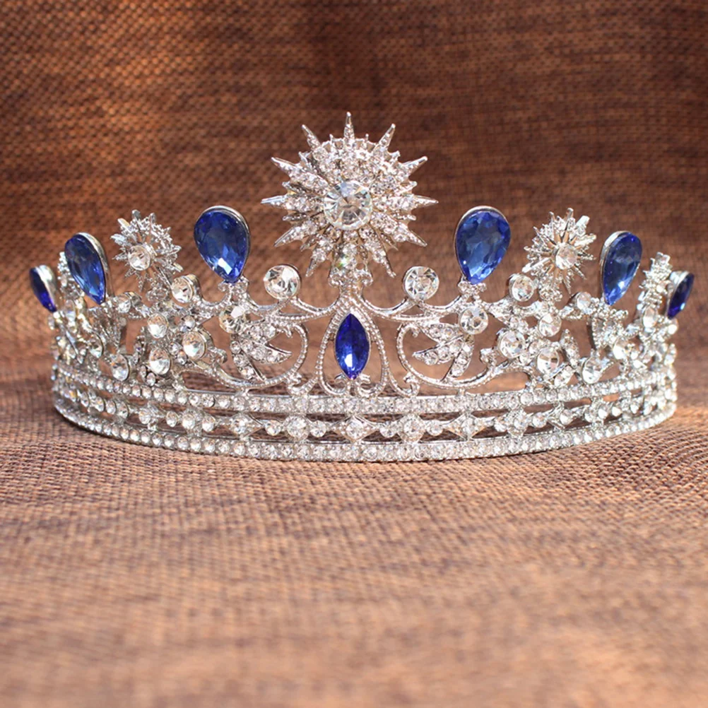 Wedding Prom Bridal Crown Rhinestone Crystal Decor Headband The Decorations Tiara Veil Headgear 3