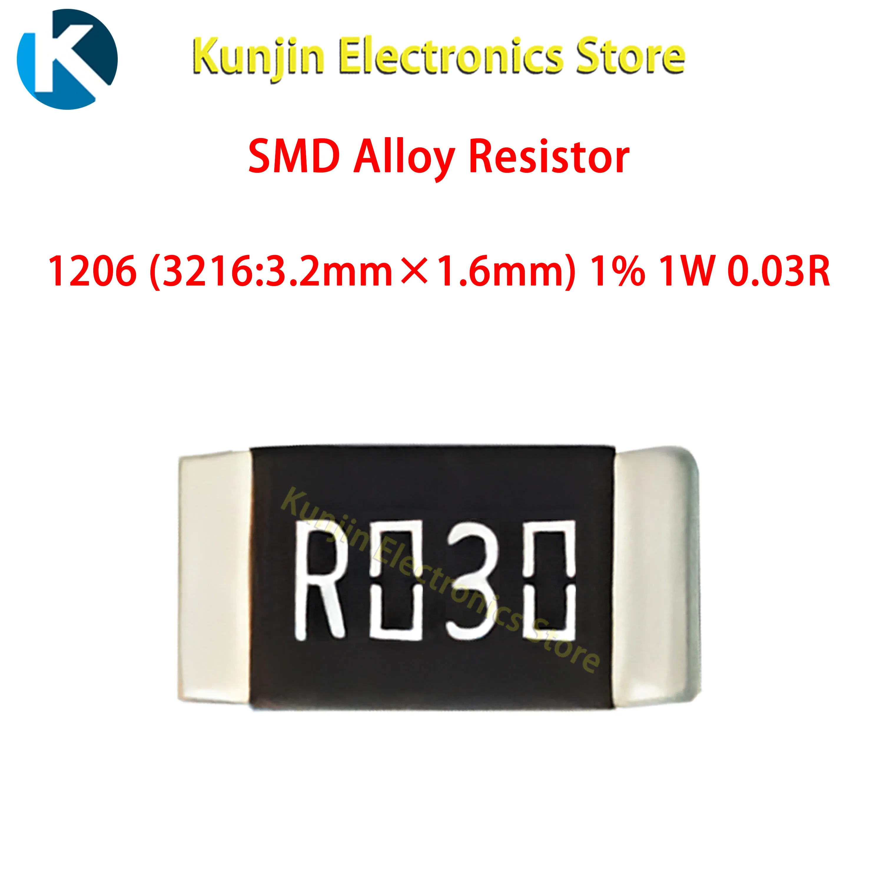

0,03r Ом 1206 (3216: 1% мм x мм) резистор из сплава SMD 1 Вт