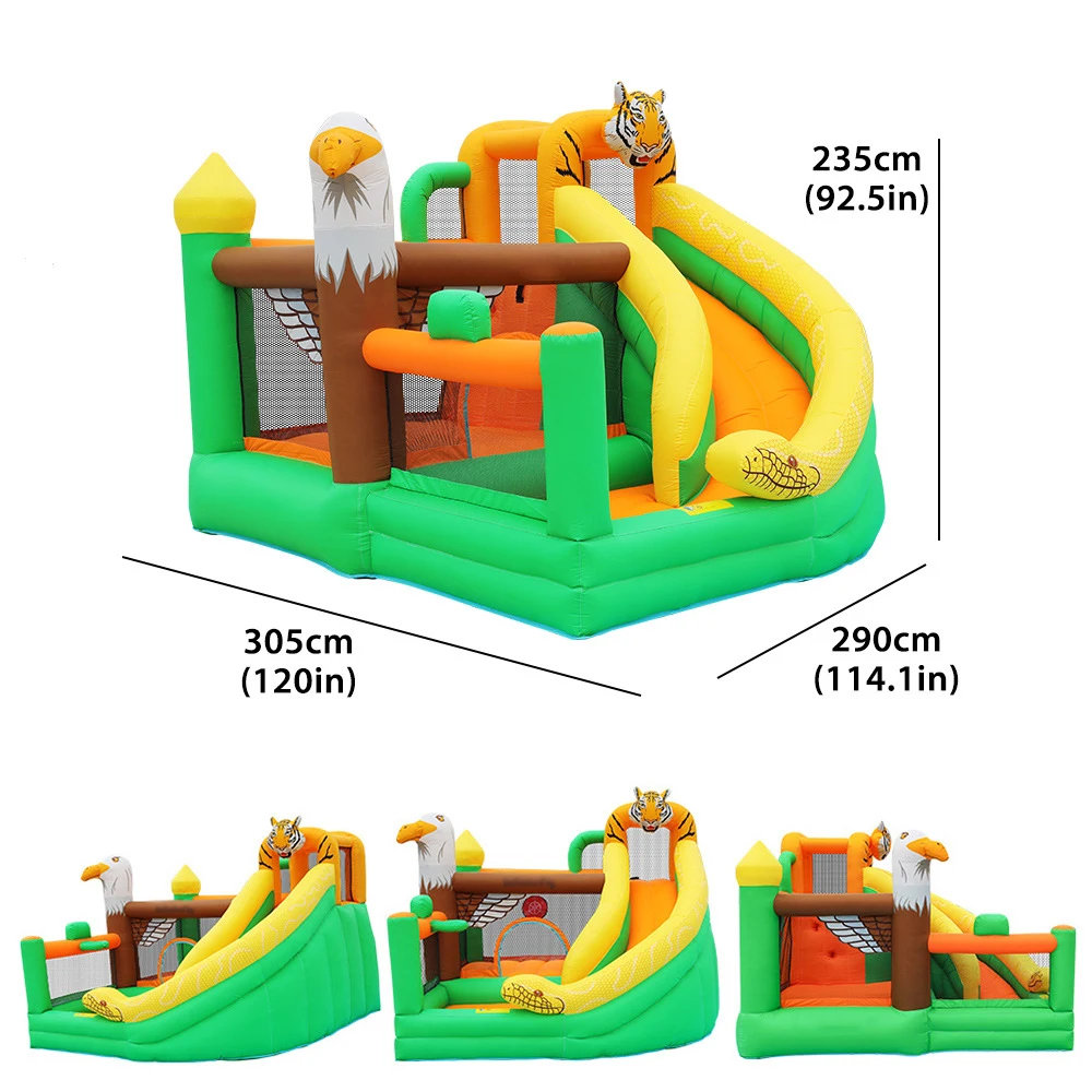 

Inflatable Castle Bounce House Zoo Forest Tiger Theme trampoline with slide yard indoor outdoor Kids toy Jumping bed