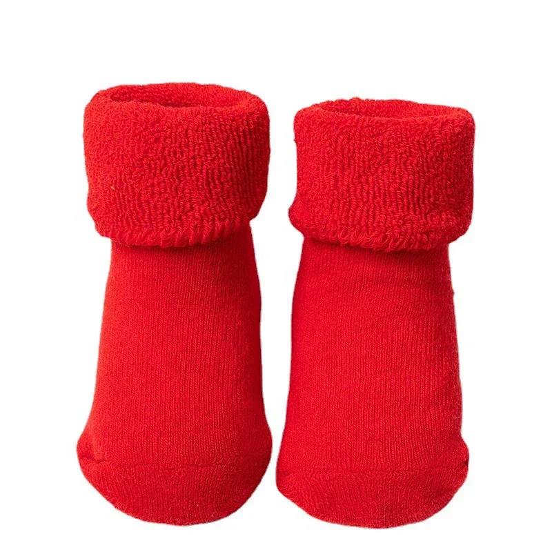 Baby Accessories Baby New Year Socks Girl Newborn Cute Warm Red Socks For Girl 2 Years Non-slip Floor Cotton Children