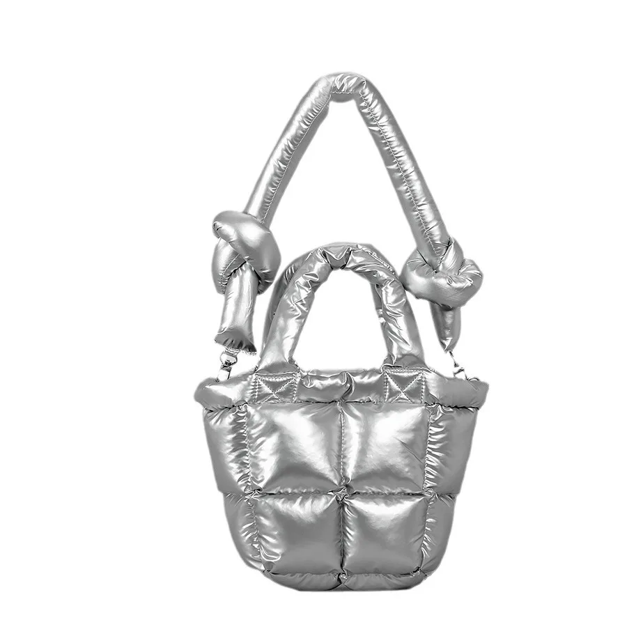 Designer Brand Lingge Quilted Padded Tote Nylon Women Handbags Luxury Down Cotton Shoulder Crossbody Bags Shopper Bag 2024