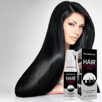 Spray Nero per Capelli, Copertura Capelli Bianchi, Ripristino Naturale del Colore Nero, Prevenzione Caduta Capelli, Siero Trattamento per Capelli Grigi e Bianchi