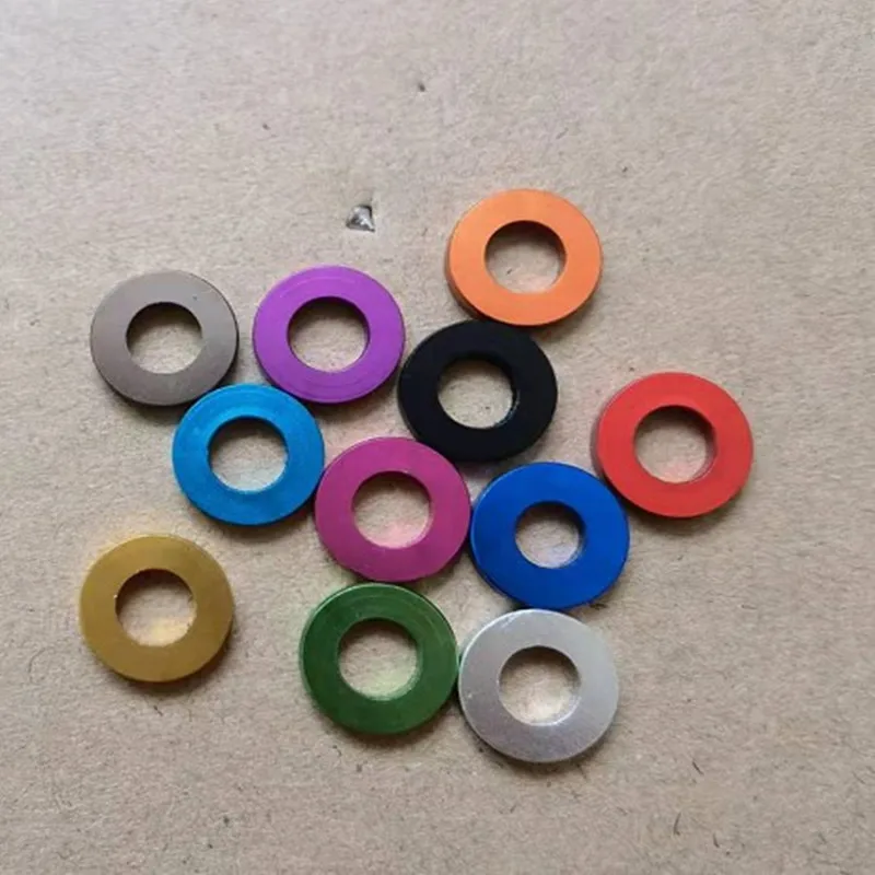 Aluminum Flat Gasket 10pcs/lot M3 M4 M5 M6 M8 M10 Anodized Corlorful Aluminum Flat Gasket washer for RC part