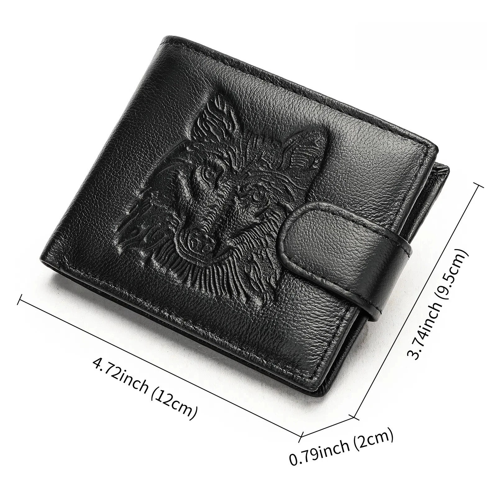 Men RFID Short Wallet Wolf Eagle Slim Cowhide Leather Credit Card Mens Wallets Busienss Money Purses Id Holder Man Purse Coins 6
