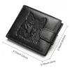 Men RFID Short Wallet Wolf Eagle Slim Cowhide Leather Credit Card Mens Wallets Busienss Money Purses Id Holder Man Purse Coins 6