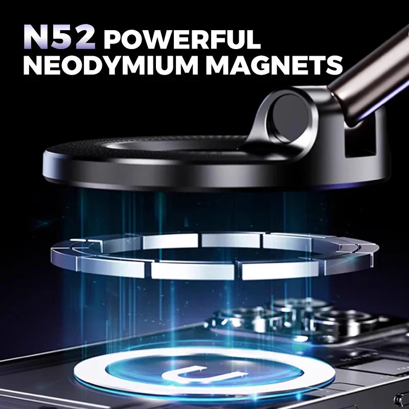 1PC 360° Foldable Vacuum Magnetic Phone Holder, Magnetic Car Phone Mount, Hands-Free Suction Cup Phone Holder for Smooth Surface