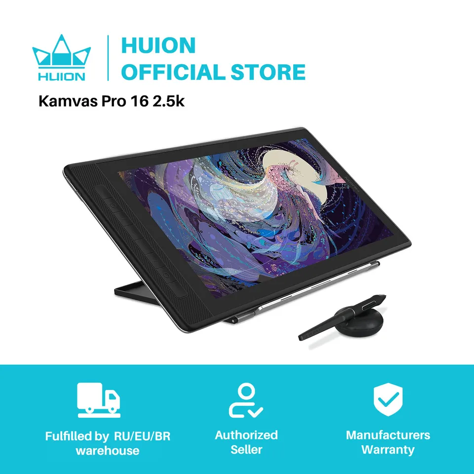 Huion kamvas pro 16 2,5 k qhd Zeichen tablett mit Bildschirm qled 