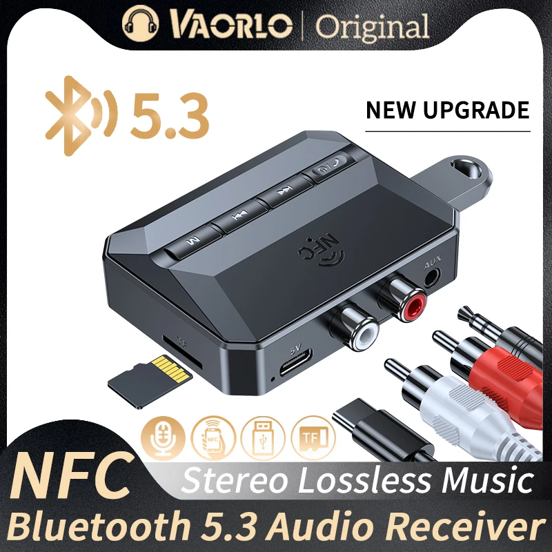 NFC Bluetooth 5.3 오디오 수신기 3.5mm AUX RCA USB U 디스크/TF HIFI 스테레오 음악 무선 어댑터..