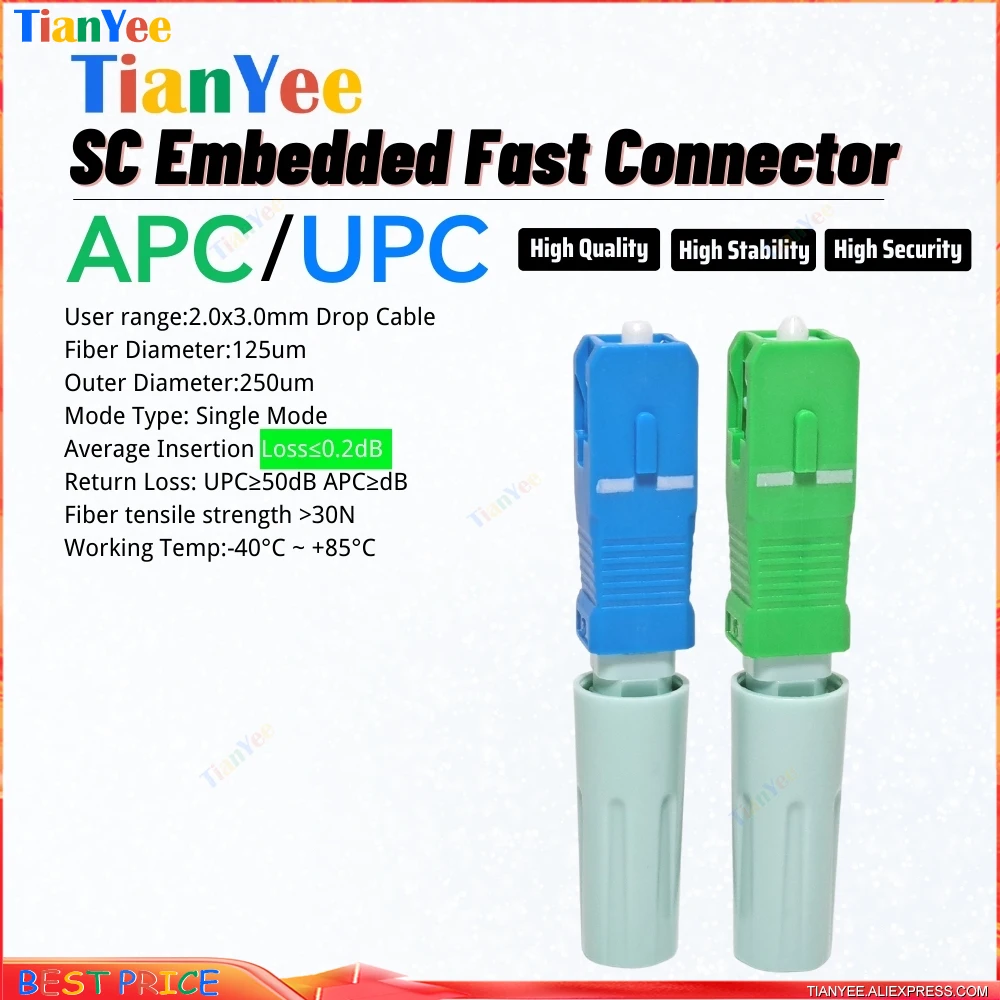 New 58 SC/APC SC/UPC Single Mode Fiber Optic Connector FTTH Tool Cold coupler SC APC UPC Fast Connector free shipping