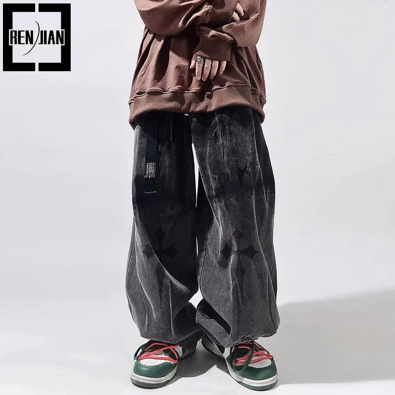 

Fashion Vibe Style Jeans Pants High Streetwear Loose Fit Y2K Denim Trousers Harajuku Oversized Hip Hop Cowboy Bottoms