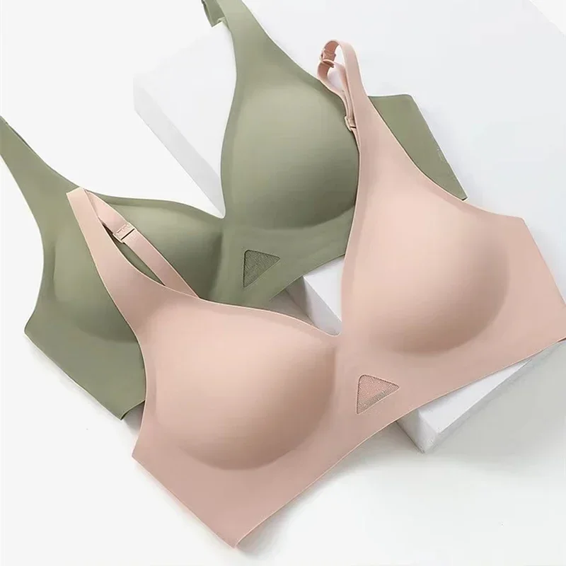 Women Sexy Seamless Bra Hollow Out Ladies Full Cup Adjustable Fashion Solid Underwear Female Soft Breathable Wireless Brassiere 5