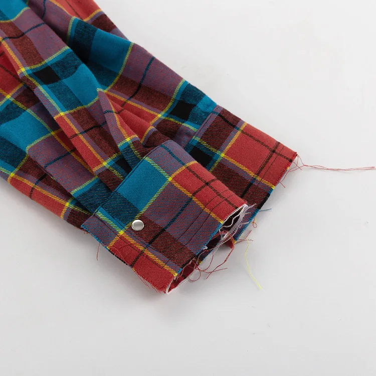 Patchwork Vintage Loose Shirts Female Casual Patchwork Pocket Long Sleeve Contrast Autumn Outwear Women's Shirts Tee