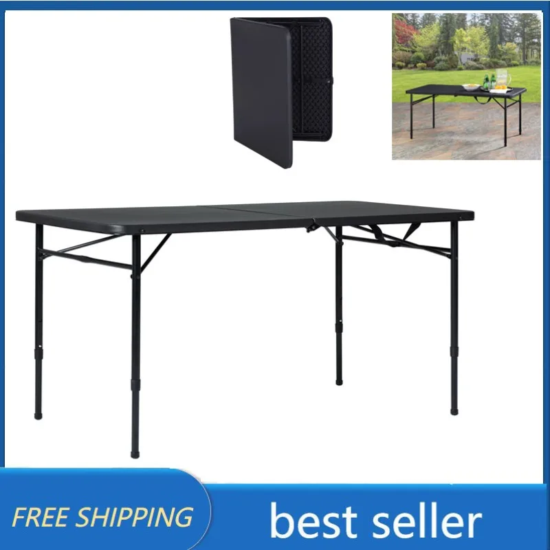 

Mainstays 4 Foot Home Fold-In-Half Adjustable Table, Rich Black Folding Tables & Chairs