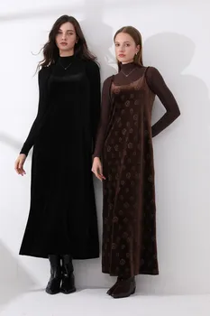 robe à bretelles en velours réglables + cardigan + robe sans manches