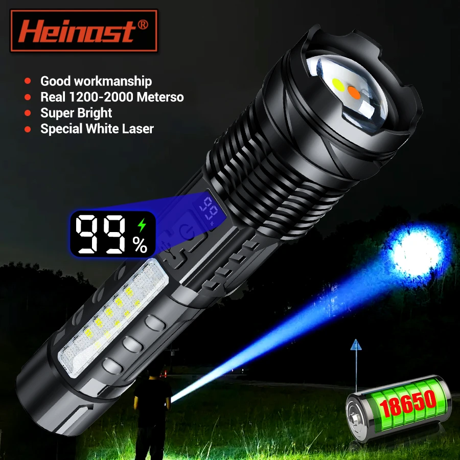 Portable Tactical Flashlight Flashlight with Built-In Battery USB Rechargeable Outdoor Emergency Spotlights Telescopic Jet Beam