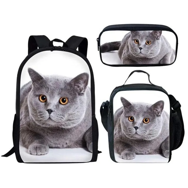 Student School Backpacks With 3D Printing Cat, Laptop Backpack, Backpack, Lunch Bag, Pencil Case, Harajuku, Popular, New, 3Pcs