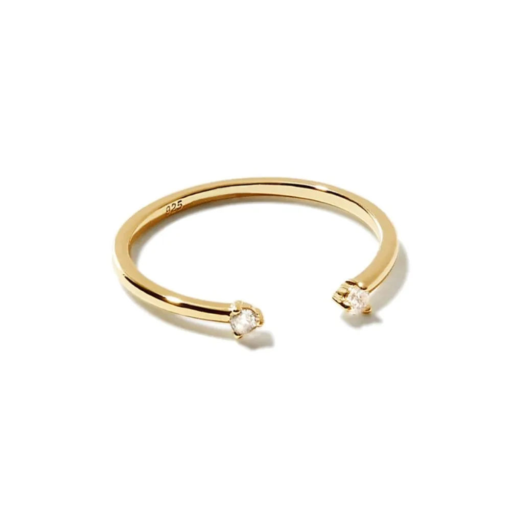 خاتم مفتوح ناعم بفص لامع