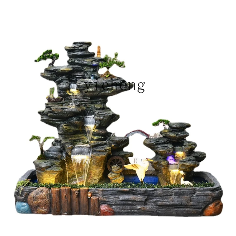 

Zc Large Floor Artificial Mountain and Fountain Decoration Circulating Water Fish Pond Balcony Courtyard Outdoor Lucky Landscape