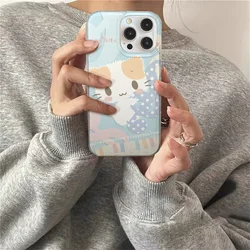 White Double - Layer Musical Note Patch Kitten Phone Case - iPhone 7 p or 8 p (SMT2759 Color)