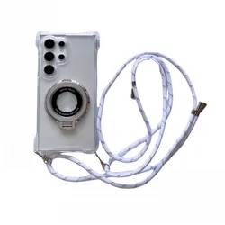Magnetic Magsafe Crossbody Lanyard Phone Case with Four Corner Strap and Stand for A36 (Clearwhite)