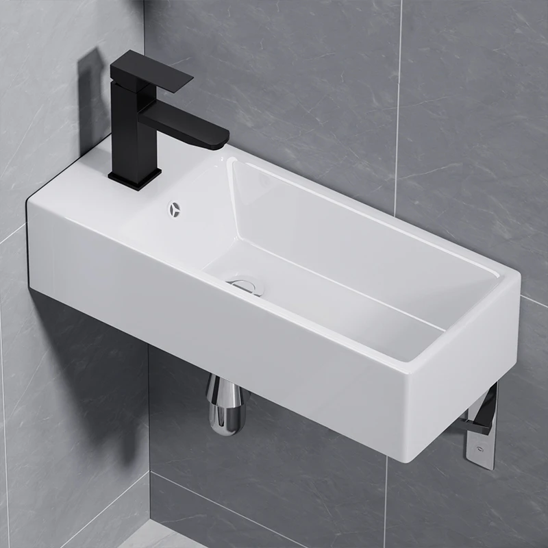 

Small Apartment Wall-Mounted Wash Basin Narrow Edge Deepening Ceramic Hanging Basin
