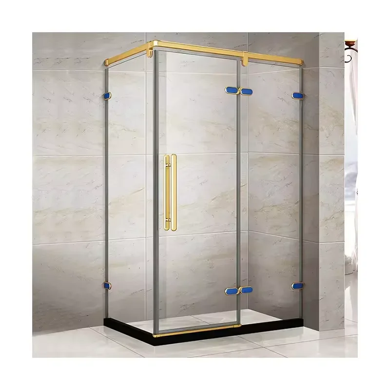 Hot Sale High Quality Metal Frame Free Standing Tempered Glass Shower Door Stainless Steel Hinge Pivot Shower Door 3