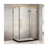 Hot Sale High Quality Metal Frame Free Standing Tempered Glass Shower Door Stainless Steel Hinge Pivot Shower Door 3