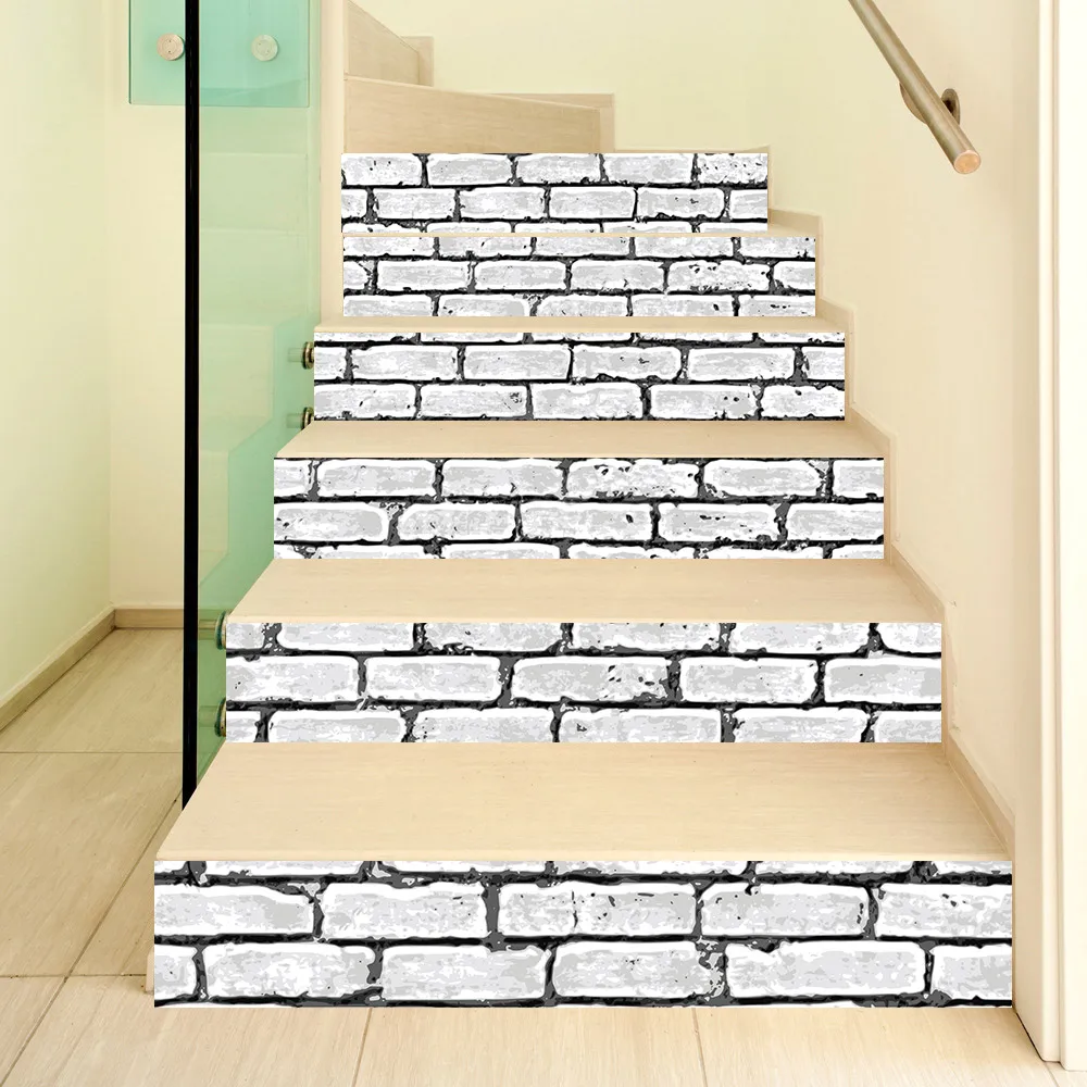 Description Picture 2 of item6 Pcs Artistic Stairs Stickers Self Adhesive Waterproof Vinyl Floor Stickers Wall for Bathroom Staircase Decoration Home Decor