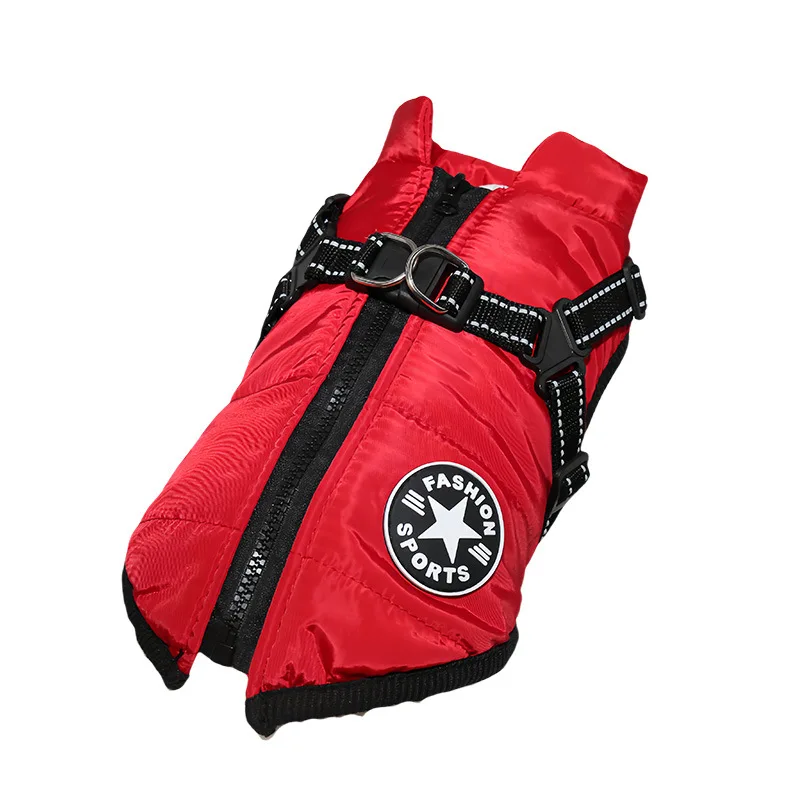 Waterproof Warm Dog Jacket Vest Winter Clothes Harness French Bulldog Coat Pet Costume Small Large Dogs Chihuahua