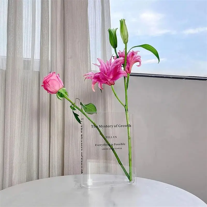 Creative Book Flower Vase Acrylic Flower Vase Plant Vases Decorative  Modern Style Vase Room Decor Floral Container ﻿ 4