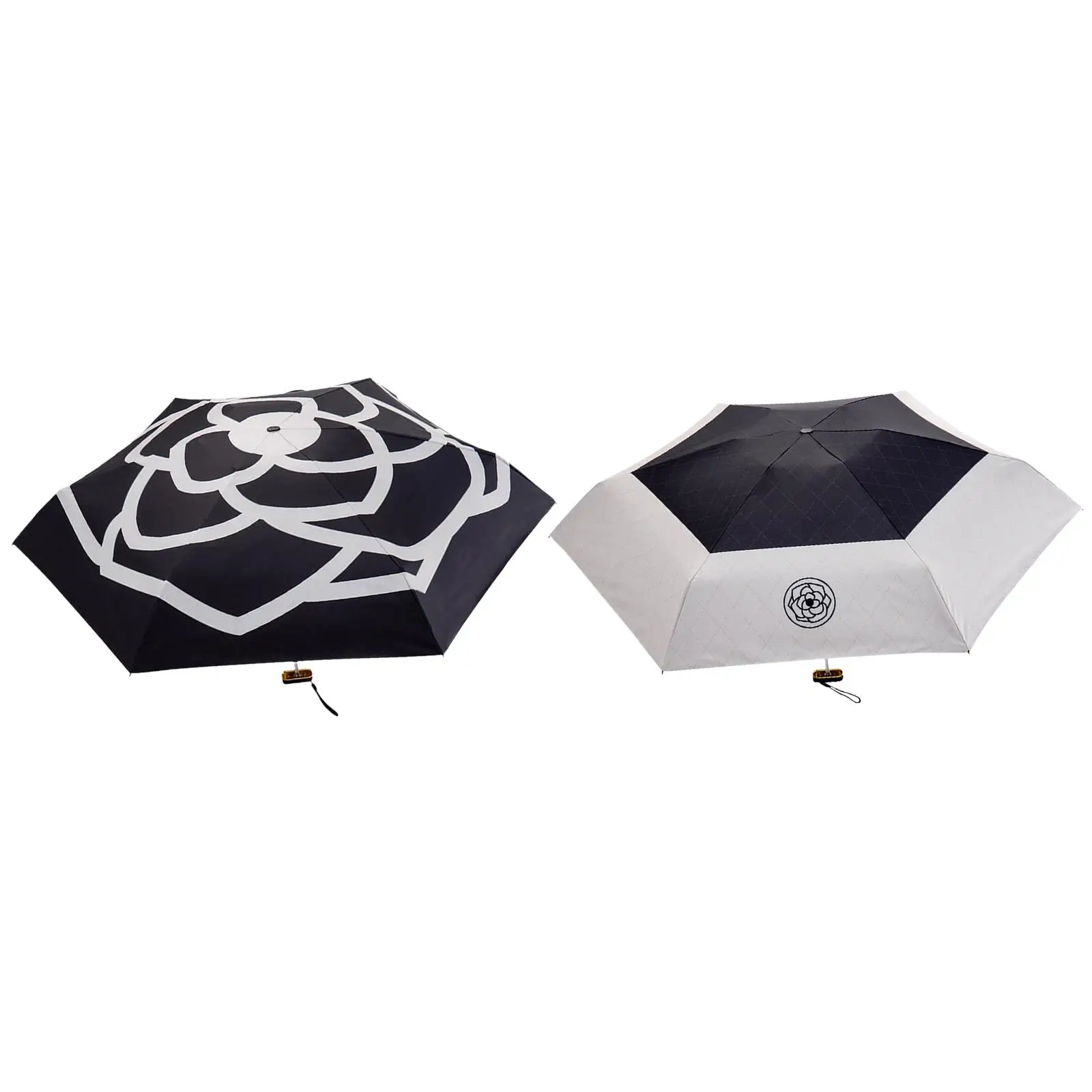 Portable Umbrella Personal Umbrella Outdoor Activities Compact 6 Ribs Camellia For Women Beach Sunny Sun Rain