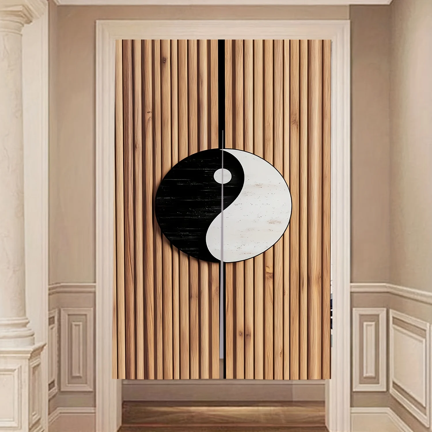 2D 도어 커튼, 1pc 음양 패턴 도어 커튼, 31.5x59inch, 클래식 흑백 디자인, 장식 룸 디바이더, Kitche