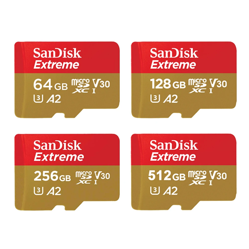 Sandisk Extreme Microsd 1Tb 512Gb 256Gb Scheda Di Memoria A2 U3 Uhs-I Schede Usb3.0 4K Flash Micro Sd Card Per Fotocamera Gopro Dji Drone