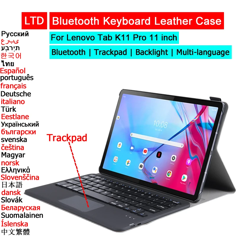 Bluetooth Keyboard Case For Lenovo Tab K11 Pro K10 P11 Pro 11.5 11 M10 10.1 Plus 10.3 Tablet