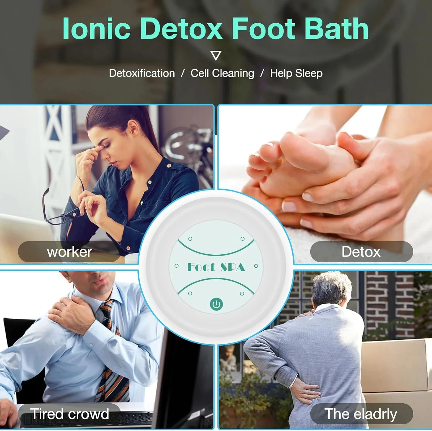 Detox Ion Foot Spa Bath Massager Electric Mini Feet Bath Cleanse Detoxification Footspa Bath Vibration Health Care Arrays Aqua