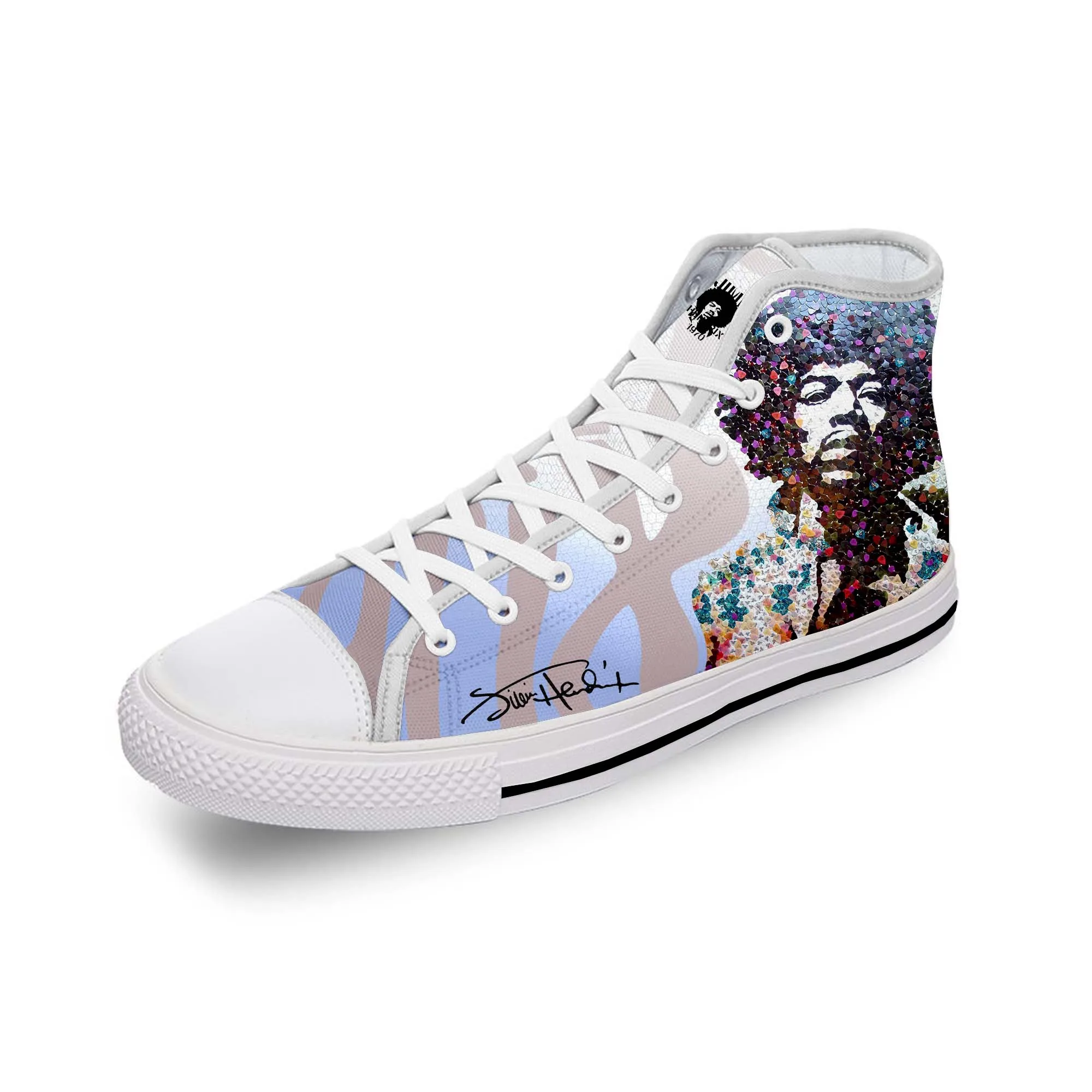 

Rock Music Singer Jimi Hendrix White Cloth Fashion 3D Print High Top Canvas Shoes Men Women Lightweight Breathable Sneakers