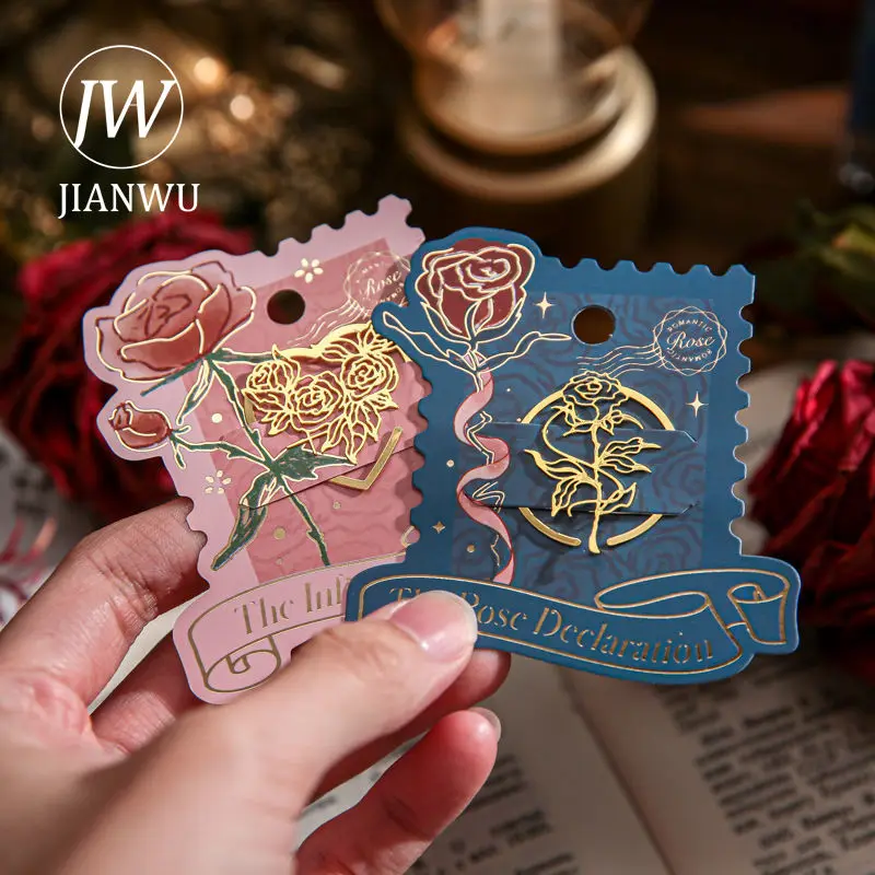 JIANWU Rose Code Series Vintage Hollow Metal Bookmark Reading Folder Creative DIY Student Supplies Stationery