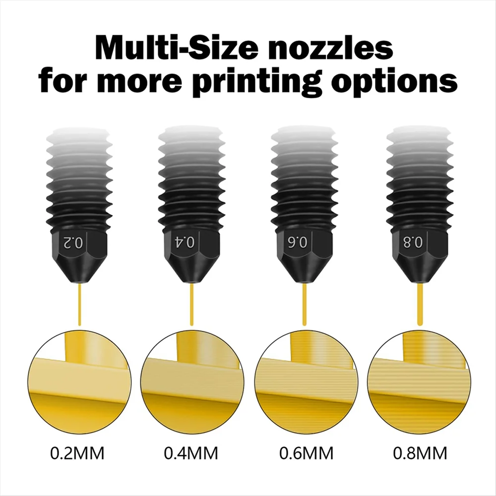 For BambuLab A1 mini/H2D/A1 Hardened Steel Nozzle 0.2/0.4/0.6/0.8