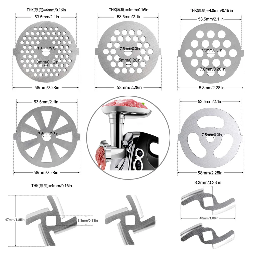 Household meat grinder accessories Stainless steel knife mesh blade Enema machine Meat grinder orifice plate meat grinder accessories