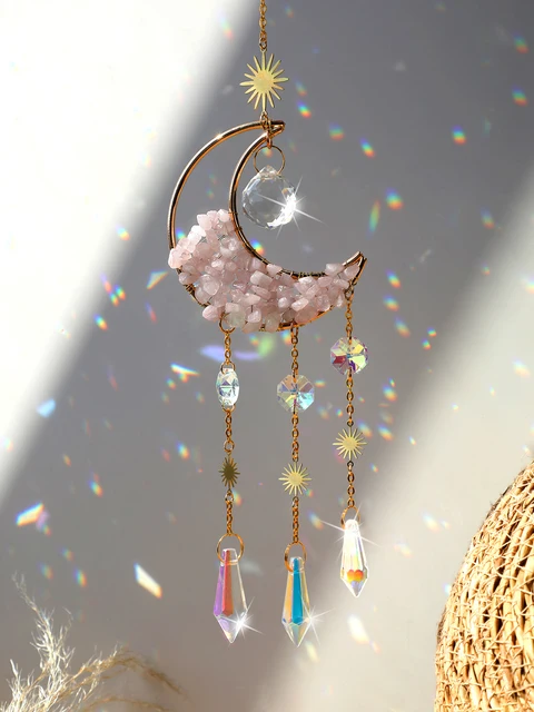 Acheter Attrape-soleil fait à la main, pendentif de lune, Faux cristal  brillant, attrape-lumière étoile, décor suspendu pour Patio